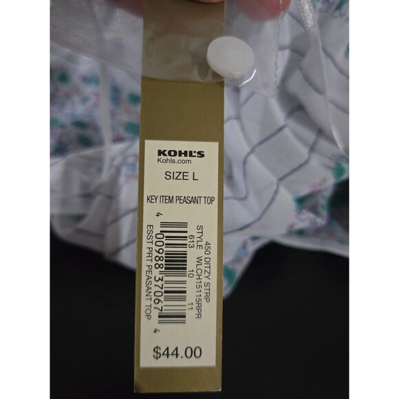 LC Lauren Conrad Womens Floral Peasant Top Large Sheer Boho Cottage Fairy NWT - Picture 6 of 11